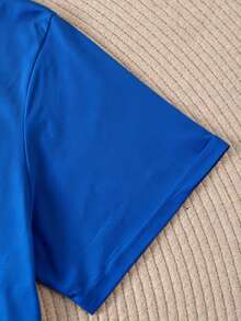 Women's Basic Solid Color Short Sleeve Crew Neck Pure Cotton T-Shirt, Slim Fit Casual Daily Top, Sizes S-XXXL, Soft Breathable Comfortable Tee, Lightweight Summer Fashion Essential, Easy To Match, Classic Style, High-Quality Cotton Fabric, Suitable For All Seasons,  Basic Top For Women - Màu xanh lam - Xem 6