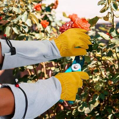 1 Pair Unisex Rose Gardening Gloves, Long Sleeve Adjustable Cuff Protective Gloves, Best Gardening Gift And Tool For Gardeners, Cactus Planting Gloves, 15.74 Inches - 16.93 Inches