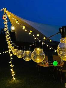 1串98.4/196.8英寸透明LED大球形灯串，适用于户外装饰顶棚、婚礼氛围照明、夜市氛围照明、户外烧烤和露营节日装饰。可连接悬挂，适用于后院、酒吧、露营地、门廊、花园和派对装饰。 - 彩色 - 查看 3