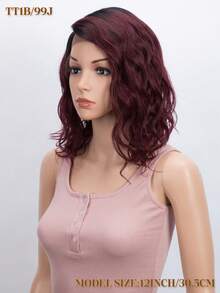 QVR QUEEN VIRGIN REMY 150% 密度透明蕾丝前波浪假发，侧分，预先拔毛，真人发卷发假发，蕾丝前波波头假发，深蕾丝分缝，送给家人朋友的礼物，送给妈妈的礼物 - S1/99J - 查看 3