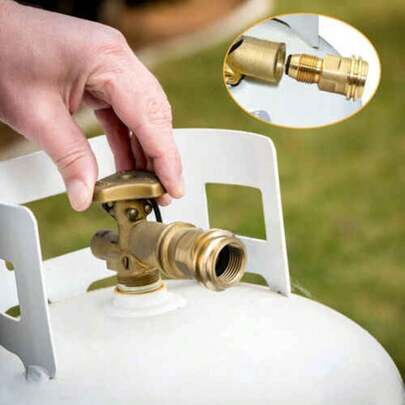 Hooshing Propane Canister Adapter, Converts POL Liquefied Petroleum Gas Canister Service Valve To QCC1/Type1 Hose Or Regulator, Brass