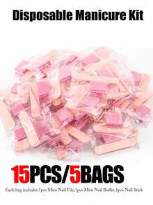 1/10/20 Pieces Disposable Manicure Kit: Mini Nail Files, Buffers, And Adhesive - Formaldehyde-Free, Suitable For Daily,Valentine's Day, Wedding, Travel, Women's Gifts, Best Friend Gifts, Nail Cleaning Tools, Nail Sticks, Nail Brushes, Women's Nail Sets, Men's Nail Sets, Single-Use Packaging; Essential Travel Nail Sets; Personalized Sealed Design - Multicolor - View 12