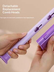 3 Color Options (Pink/Purple/White) Detachable & Replaceable Multi-Function Comb, For Home & Outdoor Use, Lightweight & Portable Straight Hair Comb + Wave Comb Teeth + Comb Handle - Multicolor - View 4