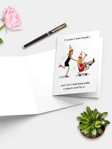1pc Funny Birthday Card Friendship Greeting Card - Suitable For Any Occasion For Family And Friends - 紅色 - 查看 5