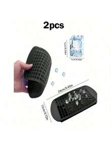 2pcs Square 160-Cavity Silicone Ice Cube Tray, Cold-Resistant , Can Be Used As Ice Mold, Pudding Mold, Suitable For Home, Bar And Various Occasions, Easy To Use