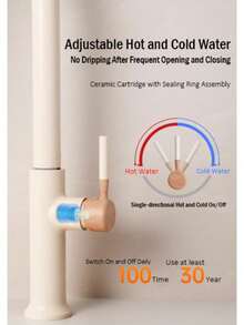 1pc Premium Pull-Out Copper Faucet, Adjustable Cold & Hot Water, 360° Rotatable & Extendable 60CM Spray Head, Adjustable Water Flow Mode, Suitable For Kitchen Sink, Bathroom Sink, Washbasin