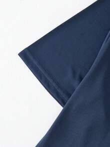 Bộ đồ ngủ mỏng 3 món dành cho nam, áo thun cổ tròn tay ngắn và quần short & quần dài, bộ đồ mặc nhà thoải mái 3 món (áo thun, quần short, quần dài), mùa hè - Màu xanh hải quân - Xem 4