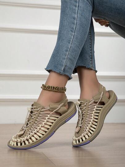 2026 New Summer Sandals For Men, Handwoven Breathable Casual Hollow Non-Slip Outdoor Beach Slippers