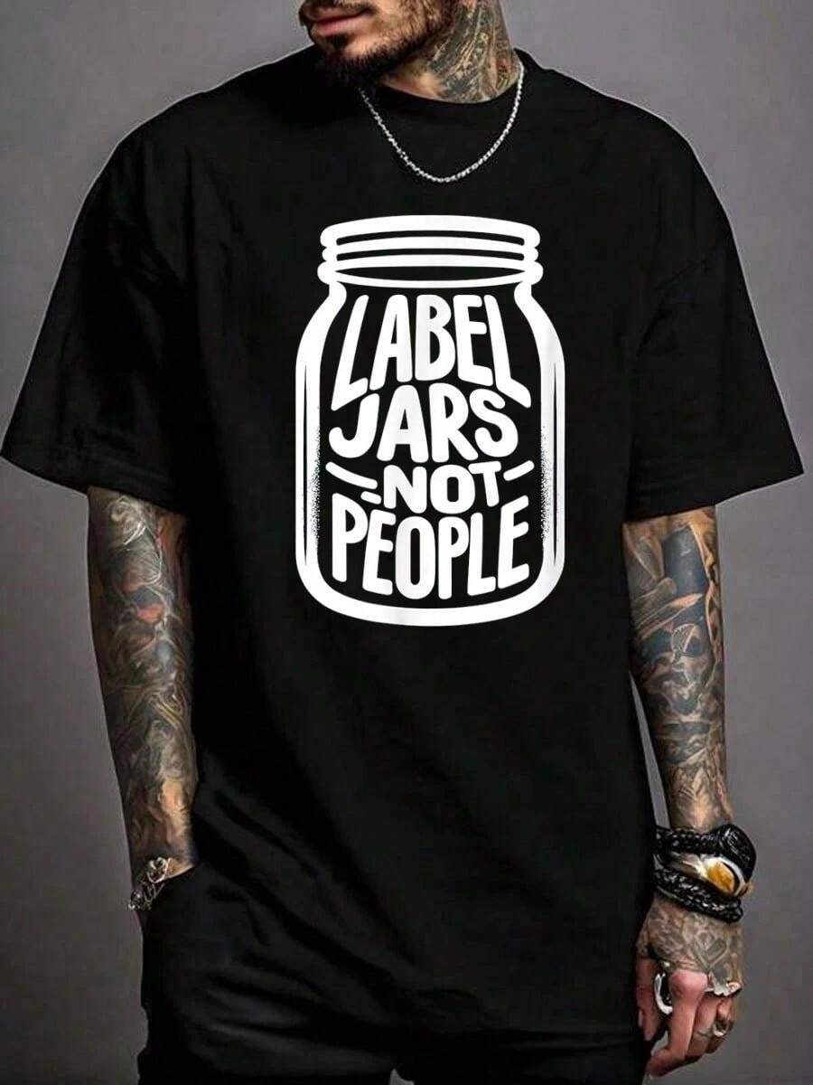100% Pure Cotton Label Jars Not People Popular Political Positive T-Shirts Casual Street Printed T-Shirt For Men - Black - View 1