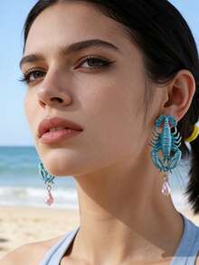 ZA 女士彩色龙虾耳环 - 水果吊坠长款耳环 | 情人节礼物 春假吸睛配饰