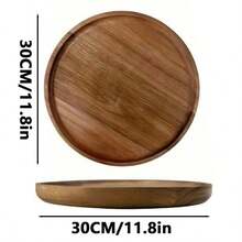 1pc/2pcs Wooden Breakfast Tray, Bathroom Tray, Round Serving Platter, Cheese Board, Decorative Kitchen Tray, Dining Service Platter