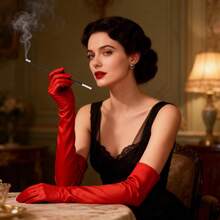 2 Peças Conjunto de Luvas e Porta-Cigarros Vintage Longo, Adequado para Festas com Tema Retrô, Chás de Panela, Despedidas de Solteira, Galas, Sessões Fotográficas, Feriados, Réveillon, Encontros no Dia dos Namorados, Aniversários - A - Visão 7