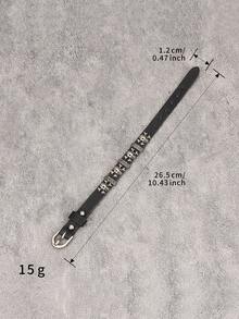 1pc Punk Rock Style Skull Alloy Bracelet, Personalized Gothic Clasp Wristband, Couples Everyday Wear, Party Leather Bracelet