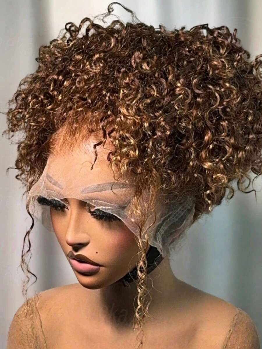 NARNI Honey Blonde 360 Full Lace Front Wig Glueless Wig Human Hair Invisible Drawstring Wig Human Hair 250% Density 13x4 Hd Lace P4/27 Highlight Deep Wave Lace Front Wigs Human Hair 360 Full Lace Frontal Wigs For Women Brown Colored Lace Front Wig - S4/27 - 查看 1