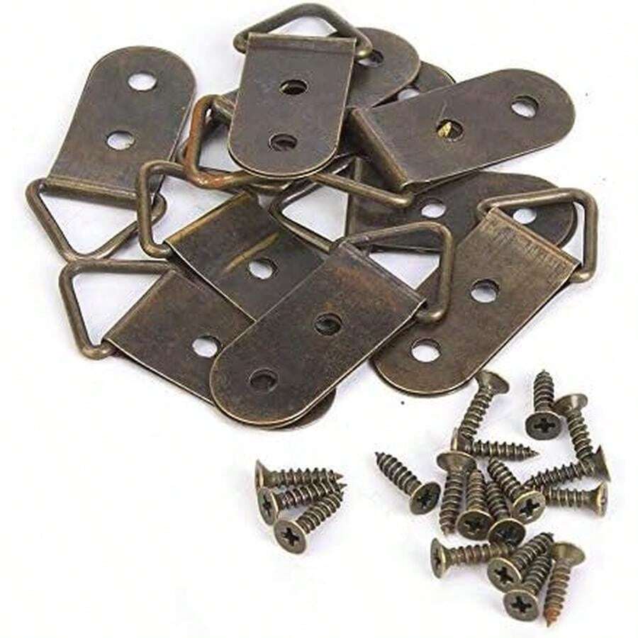 Ganchos para Cuadros, 50 Piezas Colgadores con Anillas en D y Doble Perforación, Soportes Resistentes para Marcos Pinturas Fotos Espejos Relojes, Accesorios Decoración Hogar Ofic - / - Ver 1