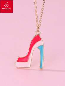 1pc Zinc Alloy Colorful High Heel Pendant Necklace, Suitable For Teenage Girls Everyday Wear