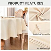 Eeivs Oval Tablecloth 60 X 84 Inch Washable Polyester Table Cloth Solid Beige Heavy Duty Fabric Table Cover Daily Use For Dining Home Kitchen Party Wedding,Beige84inchx60inchOval - 米色 84吋x60吋橢圓形 - 查看 4