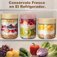 CYPNSet de 6 Frascos de Vidrio Graduada 17 Oz Tarros de Vidrio con Tapa de Bambú Hermética Recipientes de Avena Boca Ancha Recipientes para Cafe y Azucar Oats Ensalada Yogur Mermelada Tuerca 17ozFashion - 222561442 - Ver 6