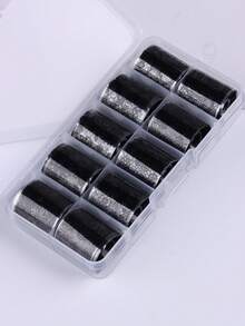 10pcs/Box Black Lace Nail Transfer Paper - Gothic Style Floral Mesh Lace Nail Design, Cute Y2K Charming Nail Art Decoration, Nail Salon Accessories, Nail Supplies (Non-Stick) - Multicolor - View 12