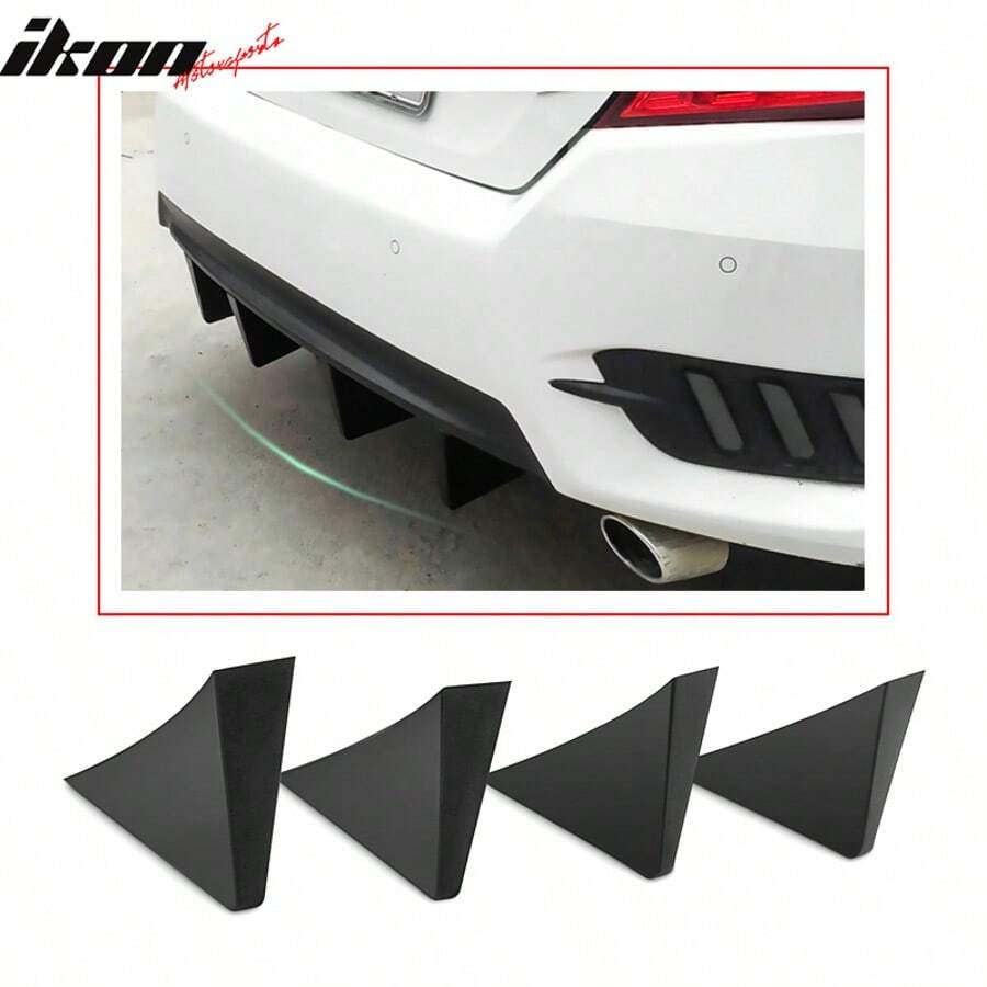 Universal Rear Diffuser Fit For Most Vehicle Unpainted Black Rear Spoiler ABS Plastic Splitter Spoiler Valance Under Lip Body Kit By IKON MOTORSPORTS, A Great Valentine Customizing Item - Unpainted Black - View 1