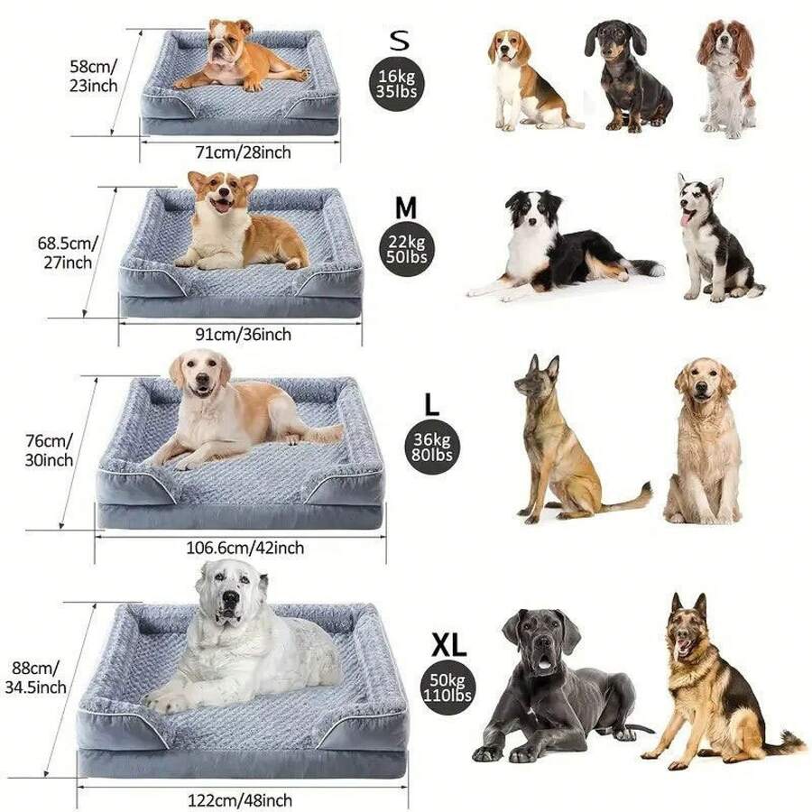 Sofá cama para perros XXL extraíble y lavable, adecuado para mascotas grandes como golden retrievers, sofá cama grande de espuma de soporte con funda extraíble y lavable, forro interior y base antideslizante, gris, decoración de habitación, muebles de patio al aire libre, muebles de patio - Gris Oscuro - Ver 1