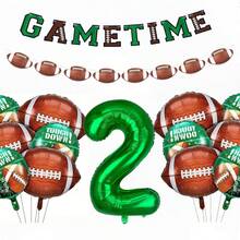 32" Green Number Foil Balloons, Football Pennant Flags, Football Shaped Balloons, Birthday Party Decorations - Green - View 11