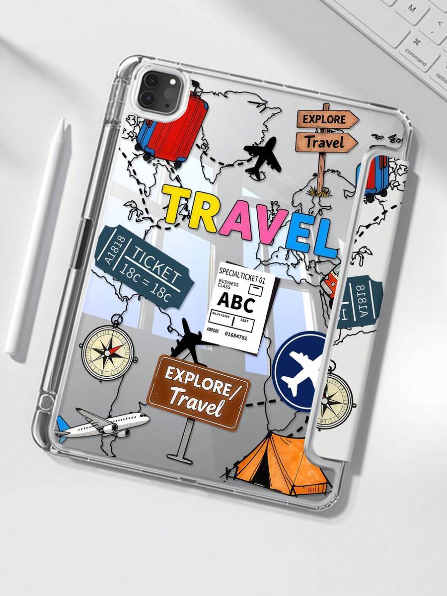 Ốp lưng iPad cơ bản dễ thương, chất liệu acrylic trong suốt, chống sốc, tương thích với iPad thế hệ thứ 7, 8, 10.2 inch và 10. Họa tiết hoạt hình máy bay, chữ cái, hình vẽ nguệch ngoạc đẹp mắt. Có khe cắm bút tích hợp. Chức năng ngủ/thức. Nhiều chế độ giá đỡ gập. Lựa chọn lý tưởng cho quà tặng năm mới 2026, Giáng sinh, sinh nhật, kỷ niệm. - Nhiều màu - Xem 1