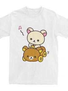 Car Dr Rilakkuma T-Shirt For  Wo Hipster Cotton  Shirt O Neck Short Sve T Shirt Plus Size Clog - 白色7 - 查看 1