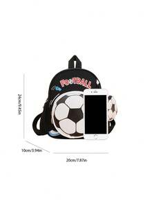 1pc Cartoon Football Nylon Lightweight Zipper Closure Cute Mini Backpack, Suitable For Daily Use By Teenagers