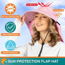 de ala ancha con solapa para el cuello, UPF50 Sombrero de pesca de safari para hombres y mujeres, sombrero de playa con proteccin solar - TallanicaRosado - Ver 2