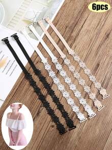 6件/4件/2件套装 - 向日葵蕾丝花卉文胸，可拆卸肩带，隐形蕾丝后背，露肩设计