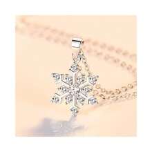 NanMuc Christmas 925 Sterling Silver Snowflake Pendant Necklace With Blue Ctystal Jewelry New Year Holiday For Women 18inch Chain - White - 查看 3