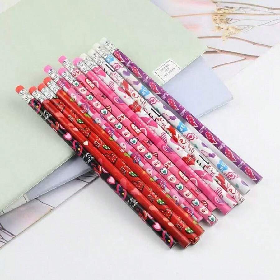 12pcs Christmas Theme HB Pencils, Designed For Elementary Students, Includes Patterns For Christmas, Valentine's Day, Halloween And Easter Holidays. 12-Color Rainbow Cartoon Pencils - Fashionable, Minimalist, Practical, Durable. - Multicolor - View 1