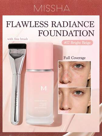  MISSHA Fond de teint Radiant Glow, 30ml - Crée un look de maquillage hydratant et lisse avec une forte couverture