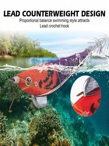 GOTURE 5pcs Luminous Steel Wire Wooden Shrimp Squid Hook, 3.0/3.5 Simulated Shrimp Bait For Sea Fishing, Weighted Lead For Simulated Shrimp Bait For Sea Fishing - Multicolor - View 6