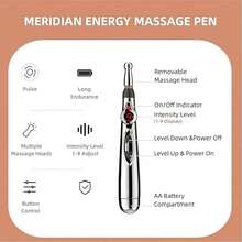 五合一按摩针灸笔，经络能量按摩笔，自我按摩工具，针灸笔经络能量按摩棒穴位定位工具，不含AA电池*1 - 彩色 - 查看 7