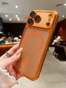 全新奢华哑光磁吸手机壳，兼容 17/16/15/14/13 Pro Max，半透明带镜头保护膜，瞬间升级至 17 系列 - 橘色 - 查看 2