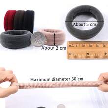 5件套 女士女孩高弹力中厚卷毛巾发绳糖果色纯色橡皮筋发圈马尾辫发圈 女士女孩简约纯色宽版发圈橡皮筋女士柔软弹力发带时尚发饰，发圈，弹力发绳 - 彩色 - 查看 4