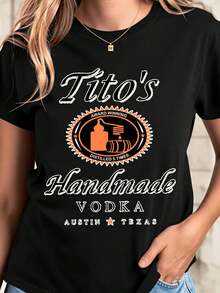 Titos Handmade Vodka Austin Texas Award Winning Distilled 5 Times T Shirt Women Men Unisex Casual Fashion Gift For Vodka Lover Party Drink Enthusiast - Black - View 1