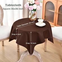 Small Square Tablecloth 36 X 36 Inch Washable Polyester Table Cloth Solid Chocolate Heavy Duty Fabric Coffee Table Cover For Dining Home Kitchen Party Wedding,Chocolate36inchx36inchSquare - 巧克力色 36 吋 x 36 吋正方形 - 查看 3