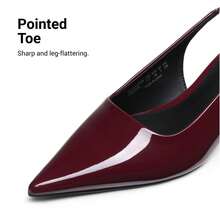 Elegant Low-Heel Slingback Pumps Pointed-Toe Kitten Heels For Women Wedding & Party Dress Shoes - 酒紅色 - 查看 7
