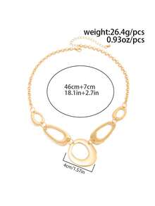 1pc Vintage Geometric Hollow Oval Clavicle Chain, Suitable For Off-Shoulder, Work Outfits, Sweet & Cool Girl Vibe Accessory - Irregular O-shaped Necklace - View 7