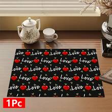 1pc Love Text Pattern Absorbent Dish Drying Mat, Home Decor, Dish Drying Pad, Espresso Machine Countertop Absorbent Mat, Sink Drain Mat, Soft Faucet Absorbent Mat, Sink Cup Mat, Kitchen & Bathroom Accessories - Multicolor - View 13