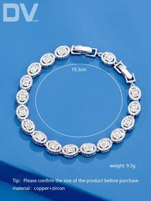 DV JEWELRY 1件装奢华女士手链，镶嵌人造锆石、彩色宝石，镀白金，优雅饰品，适合约会、婚礼、派对、周年纪念等场合佩戴。 - 銀色 - 查看 5