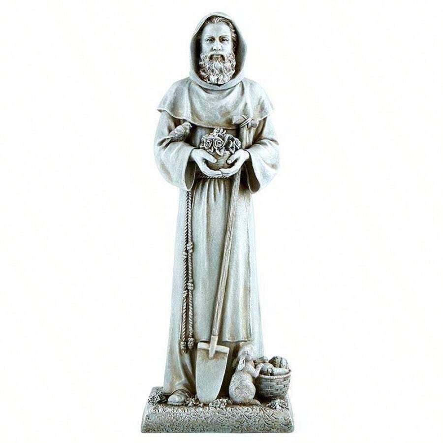 Saint Fiacre Garden Statue 12 Inches Elegant Catholic Religious Figurine - As Pic - View 1