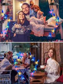 1 Peça Sonhadora Borboleta Colorida e Pássaro Solar Móbile de Vento - Versão de Iluminação Gradiente - Luzes de Decoração de Atmosfera Externa, Adequada para Quintal e Varanda - Não é apenas um item decorativo, mas também uma fonte de iluminação para iluminar o espaço noturno, um acessório prático para realçar a atmosfera externa. - 1 unidade - Visão 7