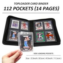 YY   Binder 4 Pocket HYMENEX Top Loader Card Binder Holds 112  Cards For Trading Sports Cards - Black - Black - View 6