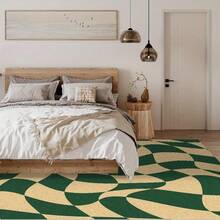 1pc Modern Minimalist Curved Geometric Colorblock Area Rug. Velvet Fabric, Approx. 850g, 0.6cm Thick. Durable, Anti-Slip, Easy To Clean. Multiple Sizes Available. Suitable For Kitchen, Living Room, Dining Room, Bedroom, Balcony, Bathroom, Study, And More. An Ideal Home Decor Choice. - Multicolor - View 7