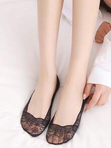 女士夏季隐形船袜网眼蕾丝花朵薄款短袜时尚硅胶防滑凉爽透气 - 彩色 - 查看 7