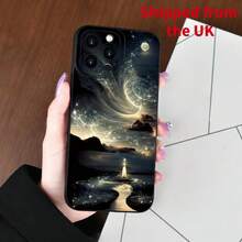 Starry Sky Pattern Phone Case, Shockproof Phone Protective Cover, Phone Accessory Compatible With IPhone 16 15 14 13 12 11 Plus Pro Max - Black - View 7